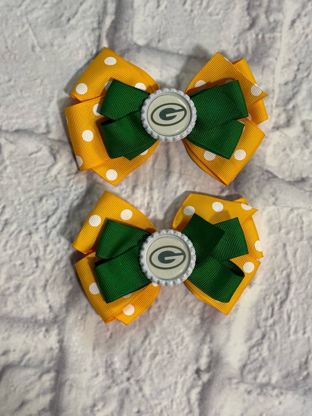 Custom Made Green Bay Packers Fabric Hair Bows